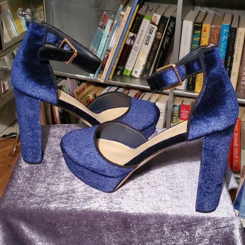 Shoe Dazzle Velvet Platform Heels